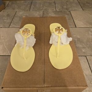 Tory Burch Yellow Sandals with Gold Detail